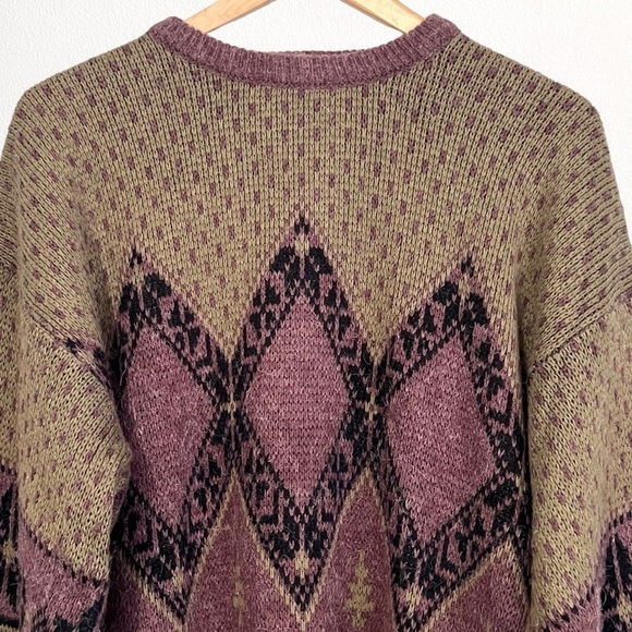 Vintage 80s Eclectic Grandpa Graphic Sweater SZ M - Picture 4 of 7